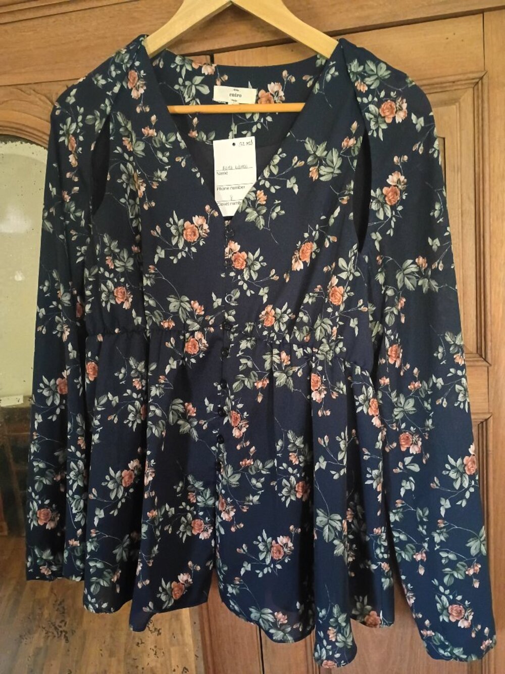 Entro Brand Navy Floral Blouse